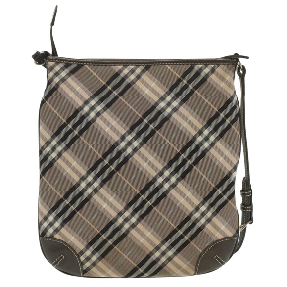 BURBERRY Nova Check Shoulder Bag Nylon Brown Auth ac1710 - Picture 2 of 16